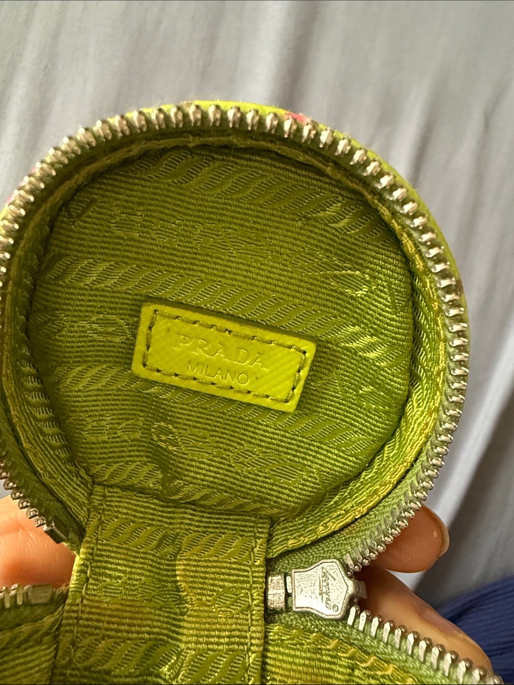 Prada Lime Green and Pink Watermelon Print Leather Pouch - Picture 8 of 14